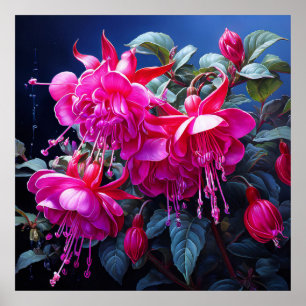Póster Cartel de acuarela fucsia