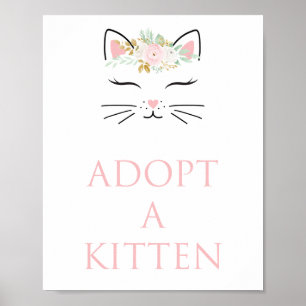 Póster Cartel de adopción de gatito fiesta de cumpleaños 