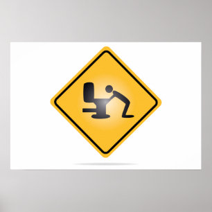 Póster Cartel de advertencia de resaca amarilla