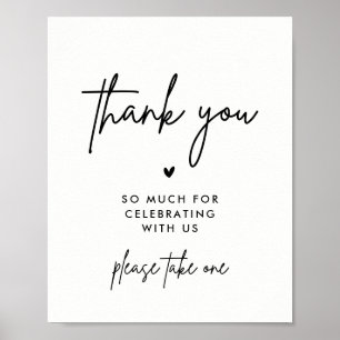Póster Cartel de agradecimiento de boda minimalista por f
