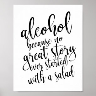 Póster Cartel de Alcohol para Boda Negro y Blanco 8x10