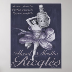 Póster Cartel de Alcool de menthe de Ricqlès de 1924