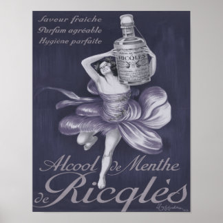 Póster Cartel de Alcool de menthe de Ricqlès de 1924