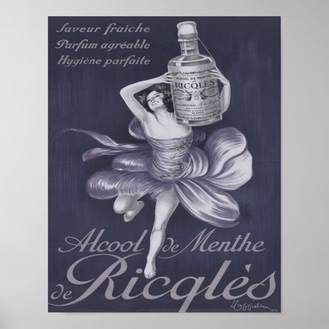 Póster Cartel de Alcool de menthe de Ricqlès de 1924 (Frente)