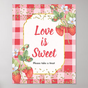 Póster Cartel de amor de acuarela dulce de bayas