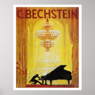 Póster Cartel de anuncio de piano alemán de los años 20