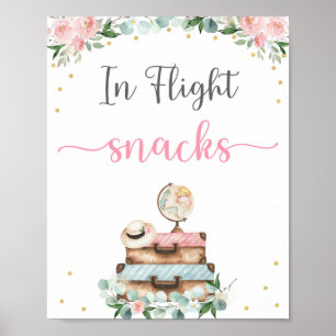 Póster Cartel de Aperitivos de Viaje Floral de Oro Rosa p