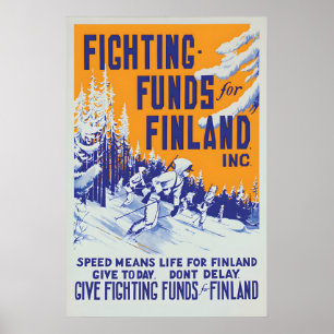 Póster Cartel de apoyo a Finlandia en la Segunda Guerra M