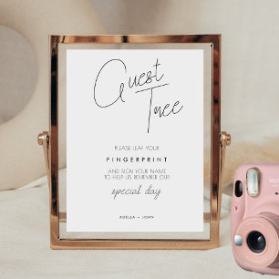 Póster Cartel de árbol de invitados de boda con huella da
