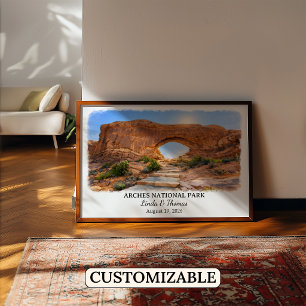 Póster Cartel de Arches National Park Utah, Acuarela