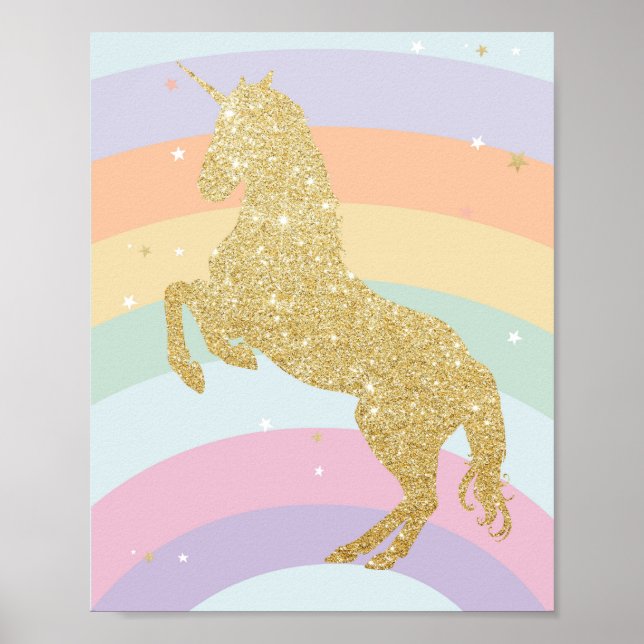 PÓSTER CARTEL DE ARCOÍRIS DE UNICORNIO MÁGICO (Frente)