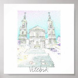 Póster Cartel de arquitectura de la iglesia de Vitebsk Bi