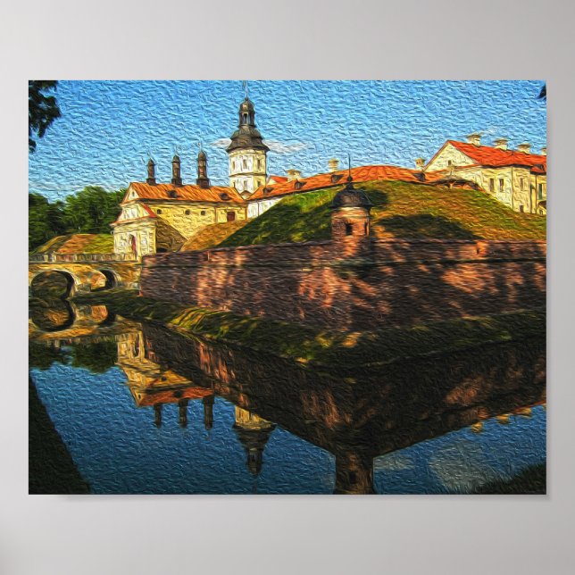 Póster Cartel de Arquitectura del Palacio de Nesvizh en B (Frente)