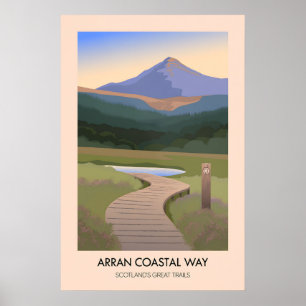 Póster Cartel de Arran Coastal Way de los Grandes Sendero