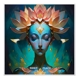 PÓSTER CARTEL DE ARTE ESPIRITUAL DE LA DIOSA DE LA MEDITA