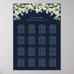 Póster Cartel de asiento de boda de 20x28" 16 mesas de 8