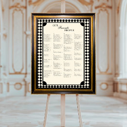 Póster Cartel de Asiento de Boda en Orden Alfabético Retr