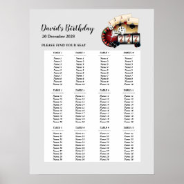 Póster Cartel de asiento del fiesta CASINO, asiento de fi