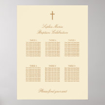 Cartel de Asientos de Bautizo de Mesa 6 Beige Crem