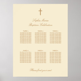Póster Cartel de Asientos de Bautizo de Mesa 6 Beige Crem