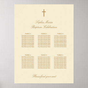 Póster Cartel de Asientos de Bautizo de Mesa 6 Beige Crem