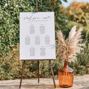 Póster Cartel de Asientos de Bienvenida para 7 Mesas Boda