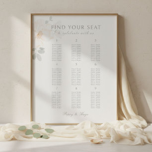 Póster Cartel de Asientos de Boda con Mesa 9 con Estilo