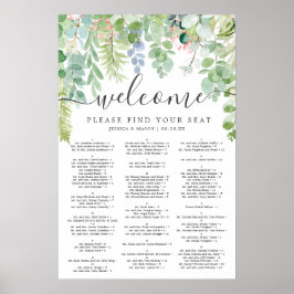 Póster Cartel de Asientos de Boda con Verde Suave