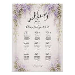 Póster Cartel de Asientos de Boda con Wisteria de Época R