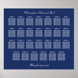Póster Cartel de Asientos de Boda de 27 Mesas Azul Marino