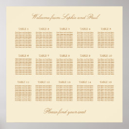 Póster Cartel de Asientos de Boda de Mesa 15 Beige Crema