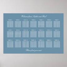 Cartel de Asientos de Boda de Mesa 21 Dusty Blue