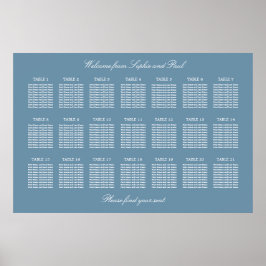 Póster Cartel de Asientos de Boda de Mesa 21 Dusty Blue