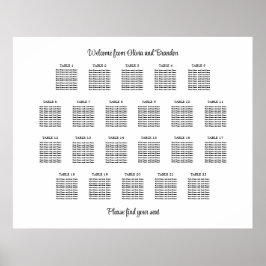 Póster Cartel de Asientos de Boda de Mesa 22 con Estilo