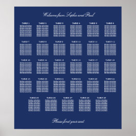 Póster Cartel de Asientos de Boda de Mesa 29 Azul Marino