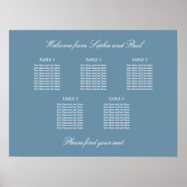 Póster Cartel de Asientos de Boda de Mesa Azul Polvorient