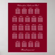 Cartel de Asientos de Boda de Mesa Burgundy 23