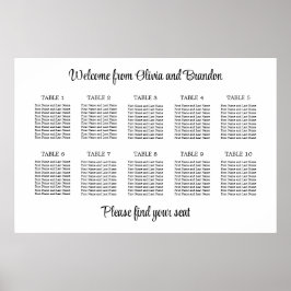 Póster Cartel de Asientos de Boda de Mesa con Estilo 10