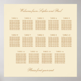 Póster Cartel de Asientos de Boda de Mesa Cream Beige 14