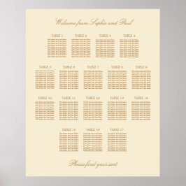Póster Cartel de Asientos de Boda de Mesa Cream Beige 17