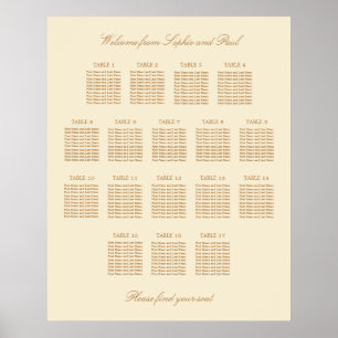 Póster Cartel de Asientos de Boda de Mesa Cream Beige 17