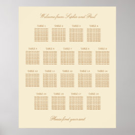 Póster Cartel de Asientos de Boda de Mesa Cream Beige 18