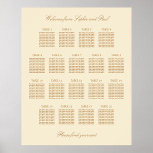 Póster Cartel de Asientos de Boda de Mesa Cream Beige 18