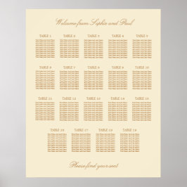 Póster Cartel de Asientos de Boda de Mesa Cream Beige 19