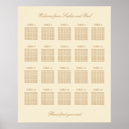 Póster Cartel de Asientos de Boda de Mesa Cream Beige 20