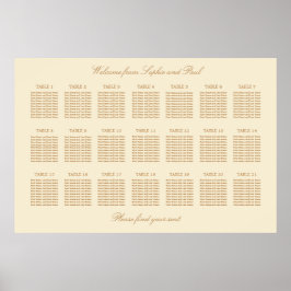 Póster Cartel de Asientos de Boda de Mesa Cream Beige 21
