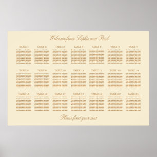 Póster Cartel de Asientos de Boda de Mesa Cream Beige 21