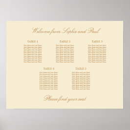 Póster Cartel de Asientos de Boda de Mesa Cream Beige 5