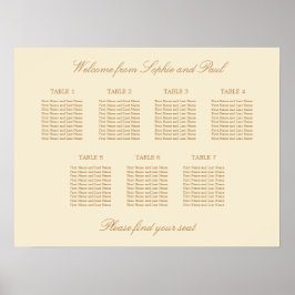 Póster Cartel de Asientos de Boda de Mesa Cream Beige 7