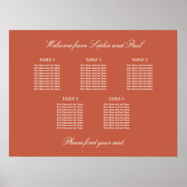Póster Cartel de Asientos de Boda de Mesa de Terracota 5